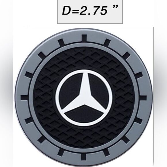 Mercedes logo cup Coasters in black and gray Set of 2 NWT - Picture 4 of 8